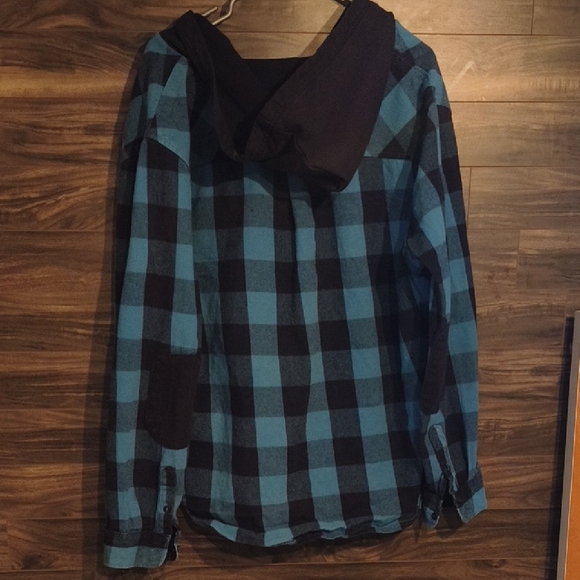 Tony Hawk Skateboarding Blue Flannel Plaid Button Down Jacket Shacket - Picture 9 of 10